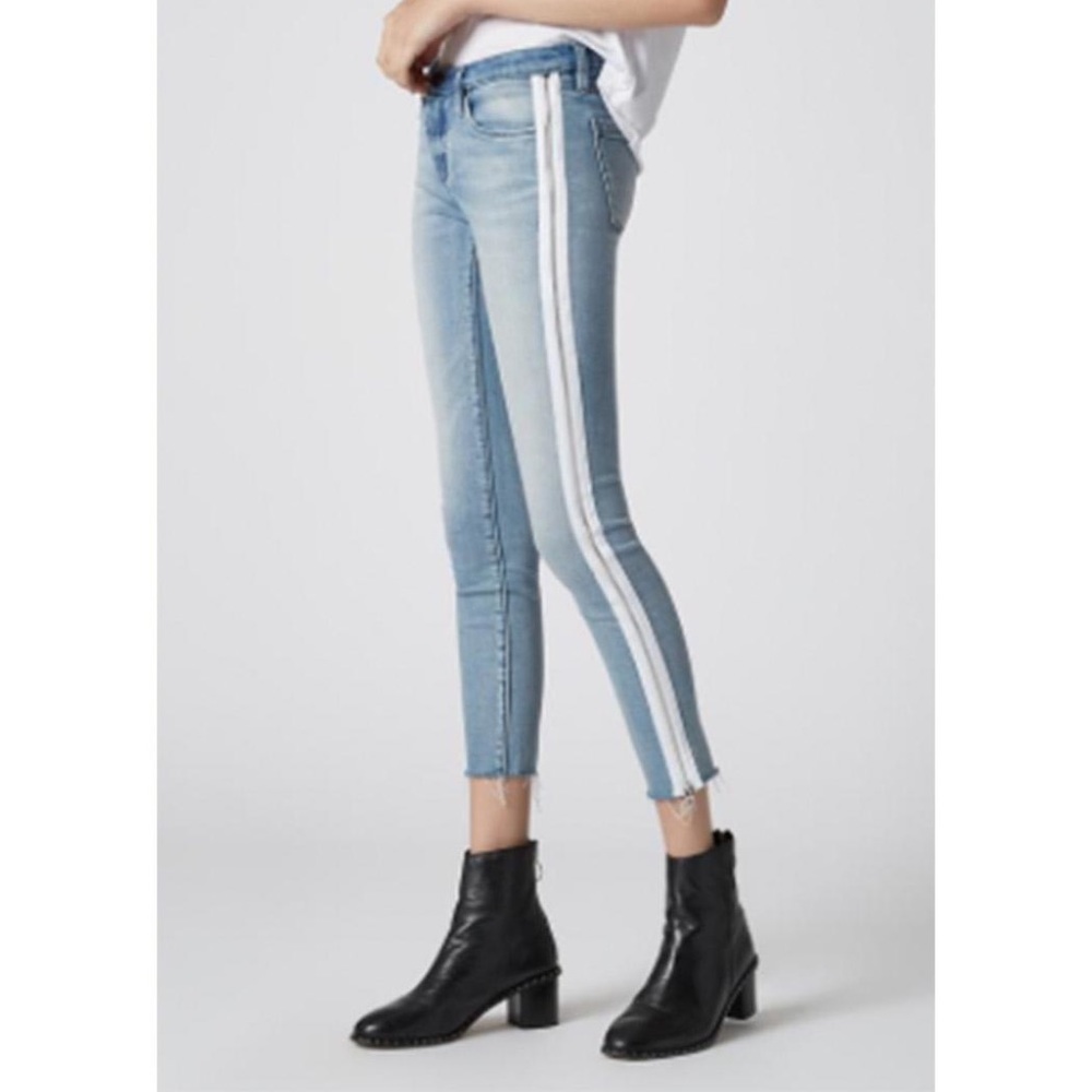 Blank NYC Blue Jeans with white zipper stripe